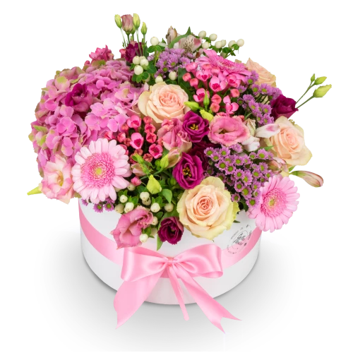 Box růžových květin